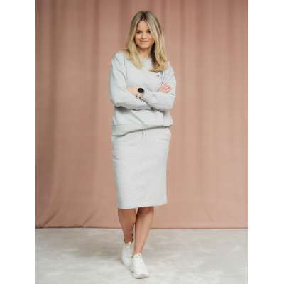 Gant Rel Midi Shield Skirt Light Grey Melange - XXS