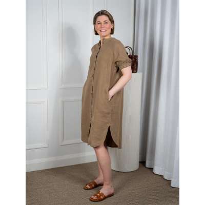 MMArleth Sslinen Dress Petrified Oak