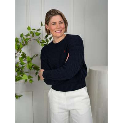 Polo Cable-Knit Cotton Sweater-Pullover Blue - 4 D