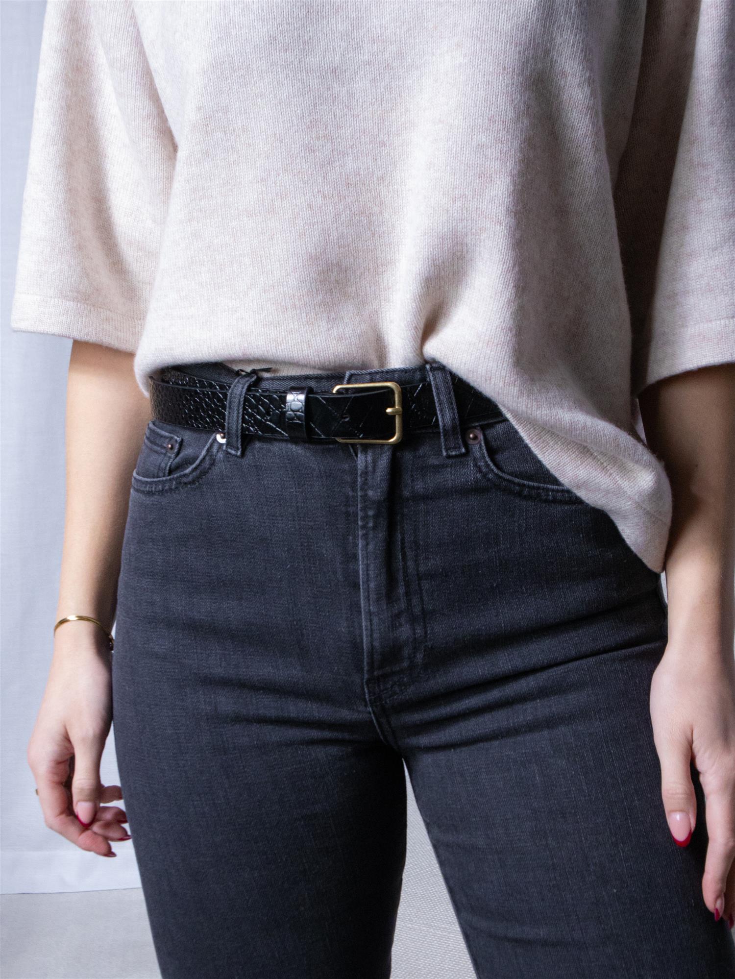 Camilla Pihl Aiden Belt Black Croco - 85