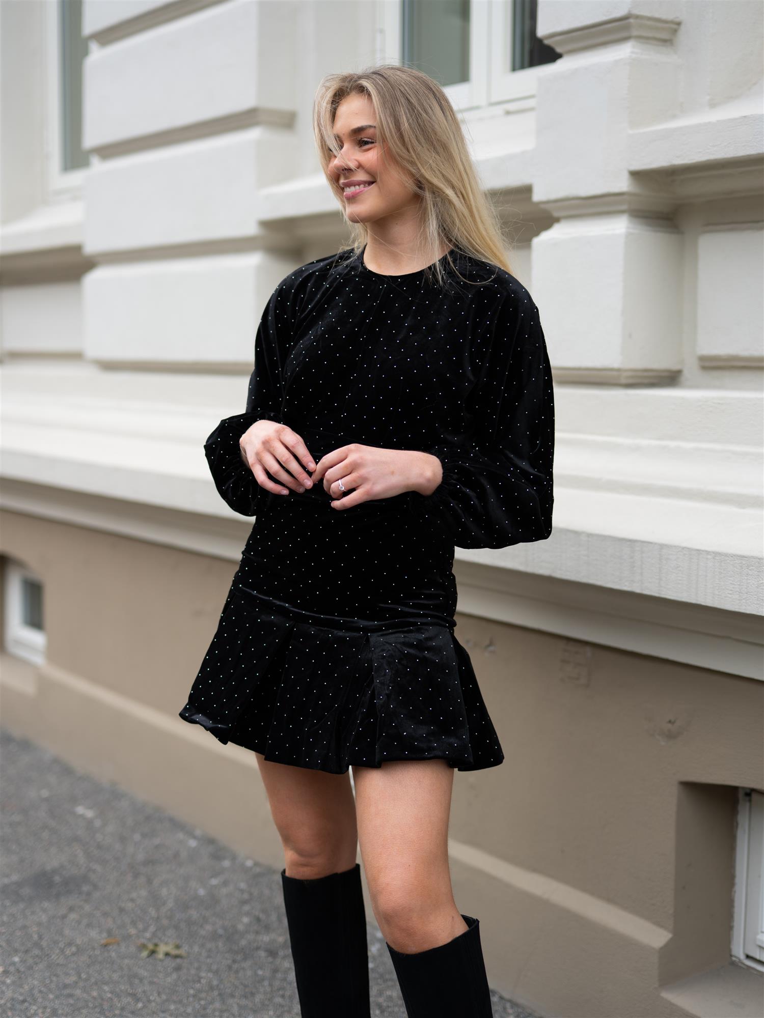 Ella&il Jamal Stud Velour Dress Black - S