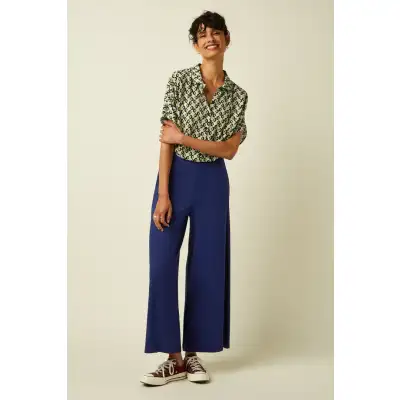 Border Palazzo Cropped Pants Milano Uni