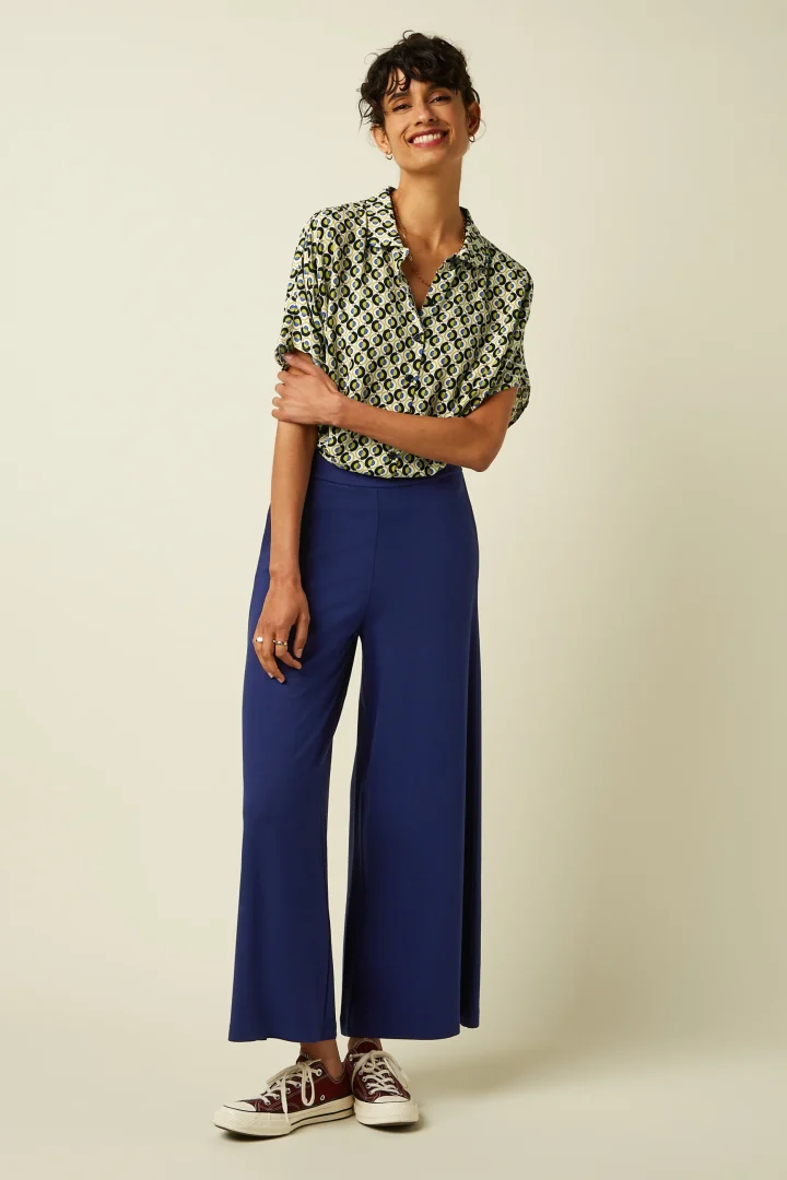 Border Palazzo Cropped Pants Milano Uni