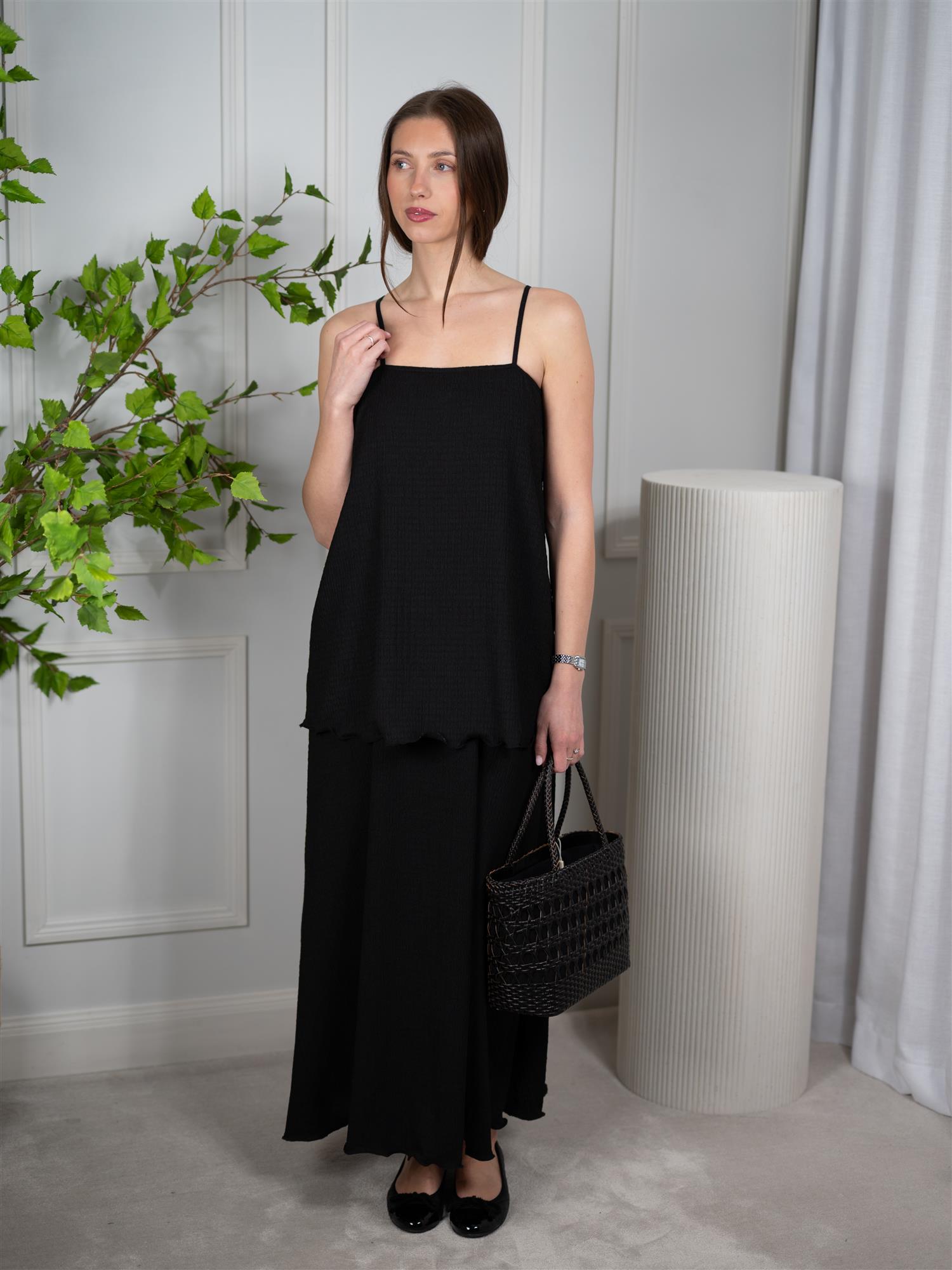Christian Aks Astrid Crincle Dress Black - XXS