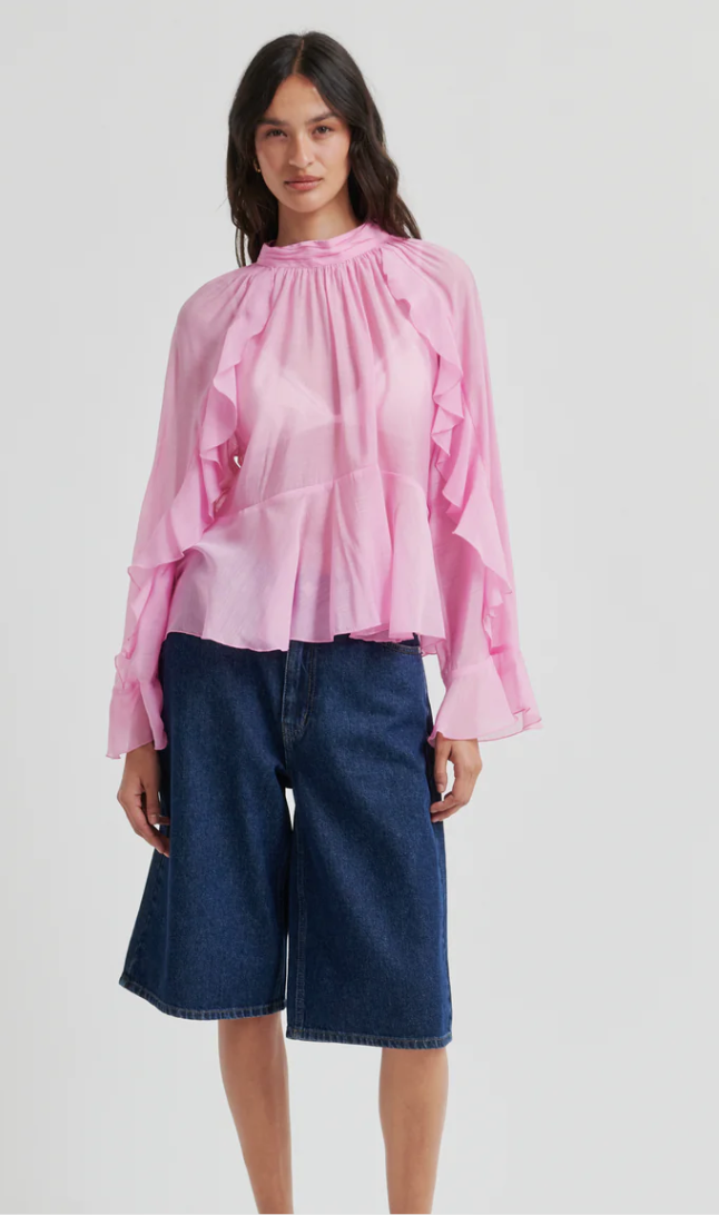 Naje Frill Blouse, Lilac Chiffon - L