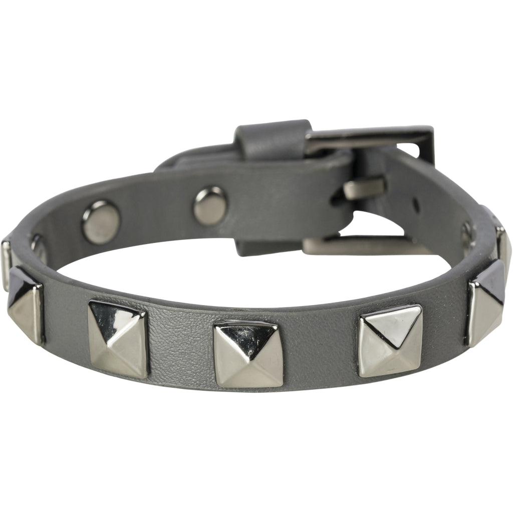Leather Stud Bracelet Big - Dark Grey w/Gun