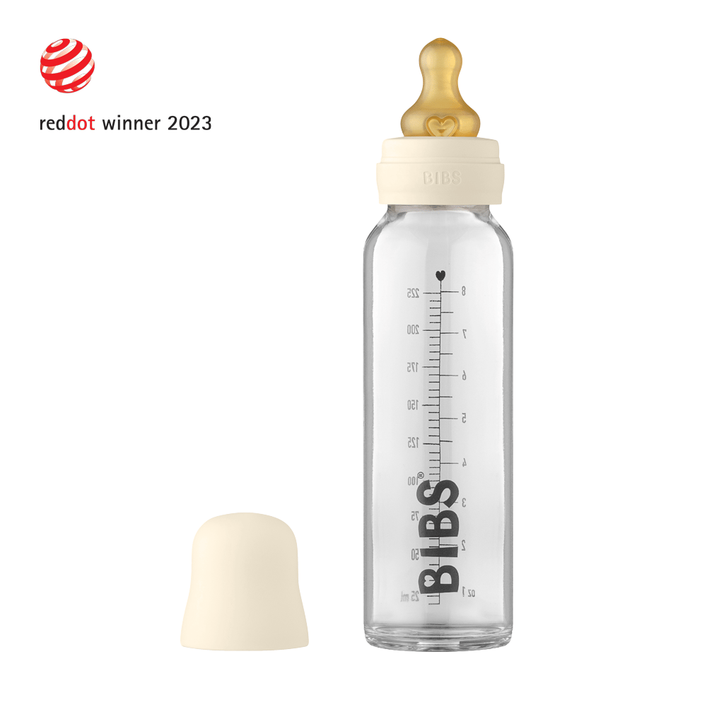 BIBS Tåteflaske i Glass 225 ml – Komplett Sett
