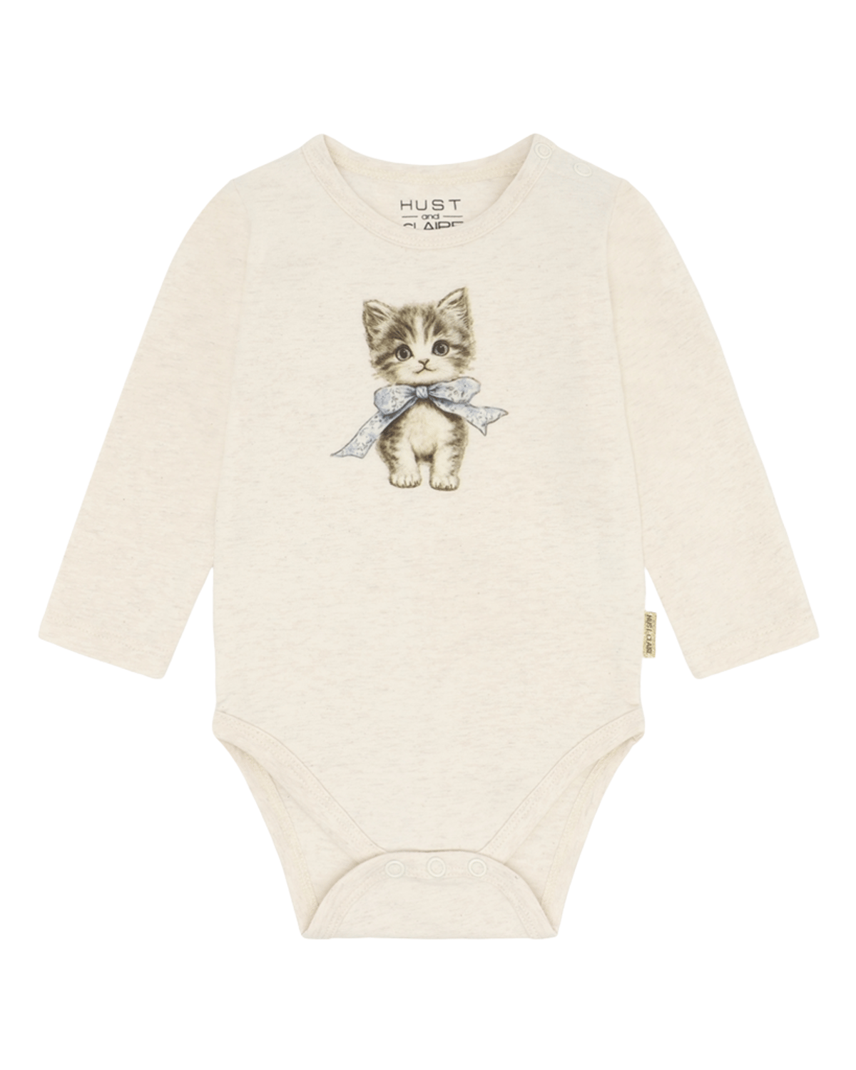 Body Langermet Baby – Øko Bomull, Elastan | HCBritt bow kitten - 12mnd/80