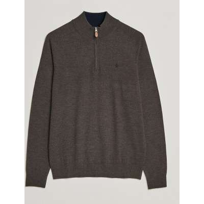 Morris John Merino Half Zip Dark Brown