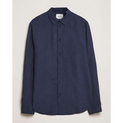 NN07 Enzo Linen Shirt Navy Blue