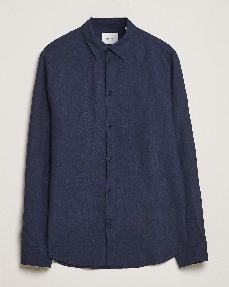NN07 Enzo Linen Shirt Navy Blue