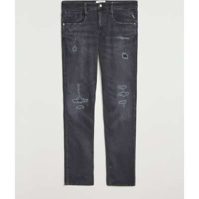 Replay Anbass Distressed Super Stretch Bio Jeans Washed Black