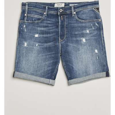 Replay RBJ981 Shredded Denim Shorts Medium Blue