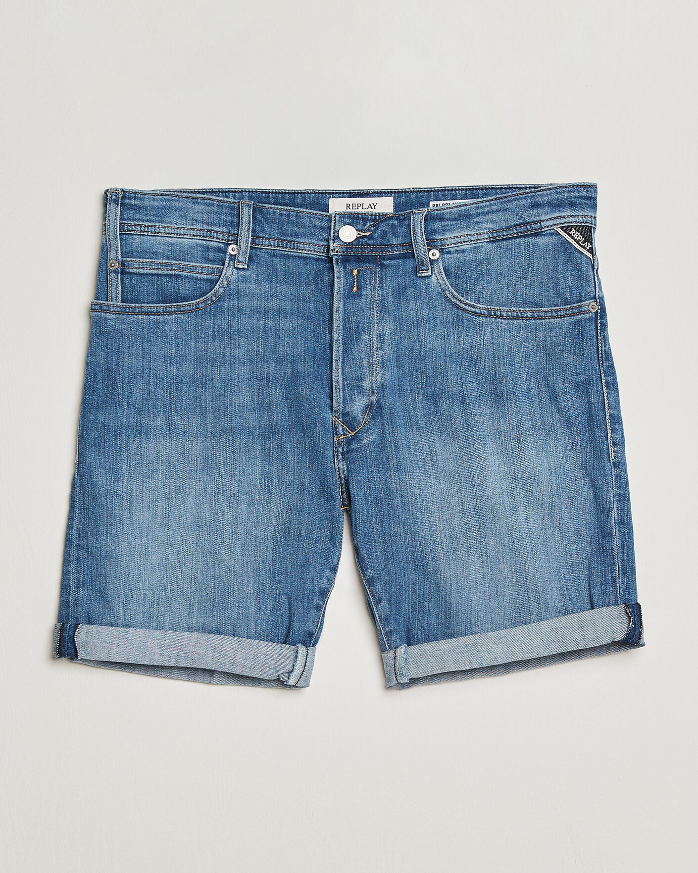 Replay RBJ981 Stretch Denim Shorts Light Blue