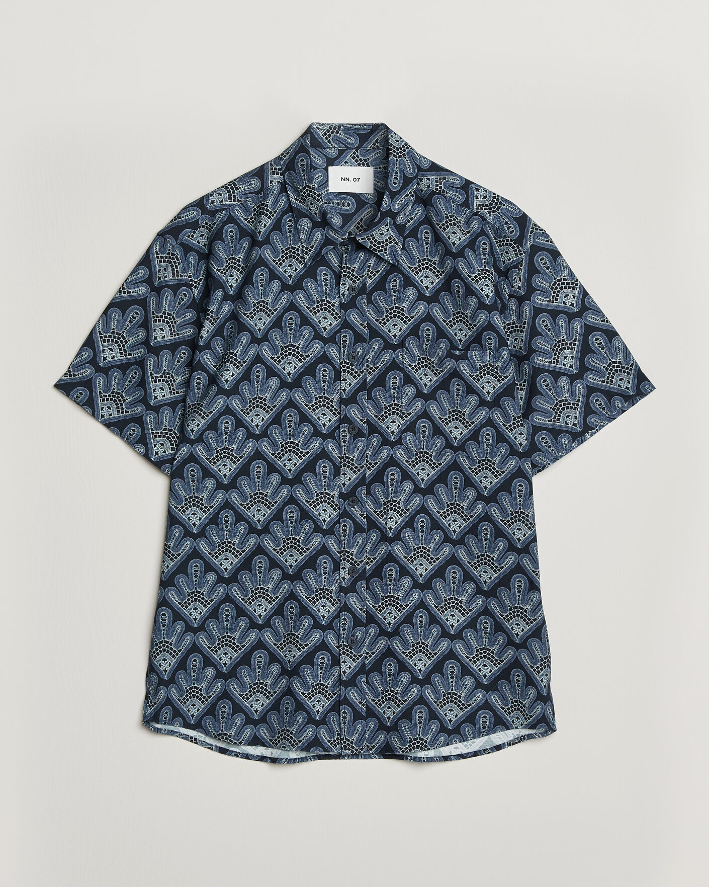 NN07 Deon Printed Short Sleeve Shirt Navy Blue