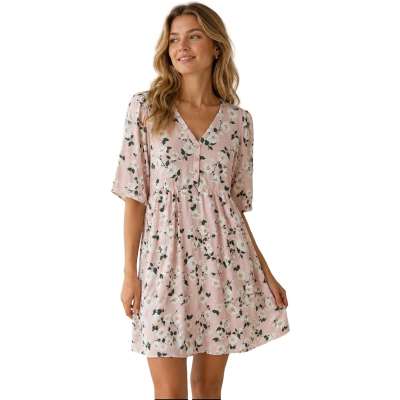 By TiMo Spring V-Neck Dress Kjole Lys Rosa