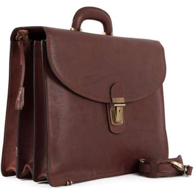 Gianni Conti stor portefølje veske med klaff Dark Brown