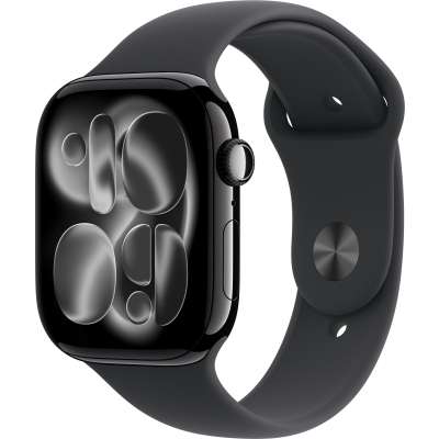 Apple Watch Series 11 GPS 46mm Jet Black Aluminium Case with Black Sport Band - M/L