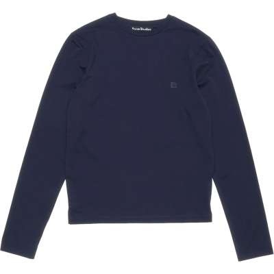Acne Regular Fit Face Long Sleeve Genser Mørkeblå
