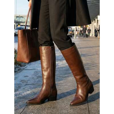 06294 Lucca High Leather Western Boot Brown