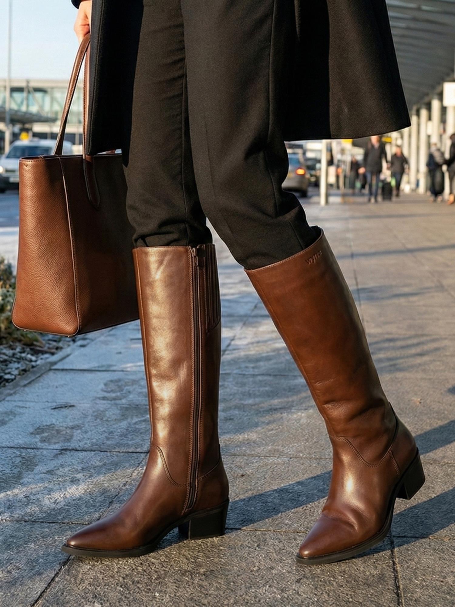 06294 Lucca High Leather Western Boot Brown