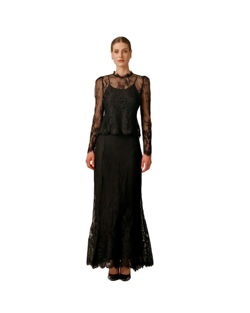 By TiMo Lace Top Bluse Sort