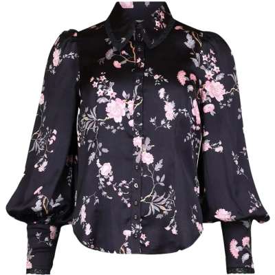By TiMo Satin Blouse Bluse Sort