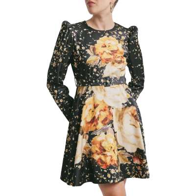 By TiMo Tailored Satin Belt Dress Kjole Blomster