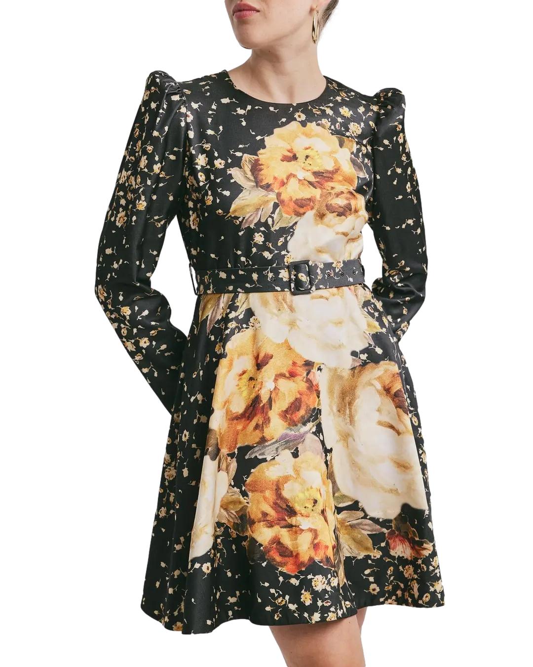 By TiMo Tailored Satin Belt Dress Kjole Blomster