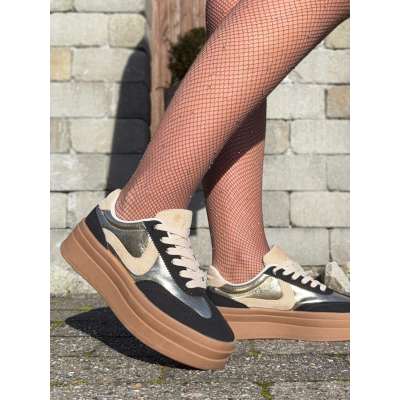07128 Base Bold Sneaker Black Gold