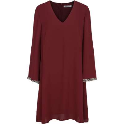 Haust A-shape chiffon diam-detailed dress Kjole Burgunder