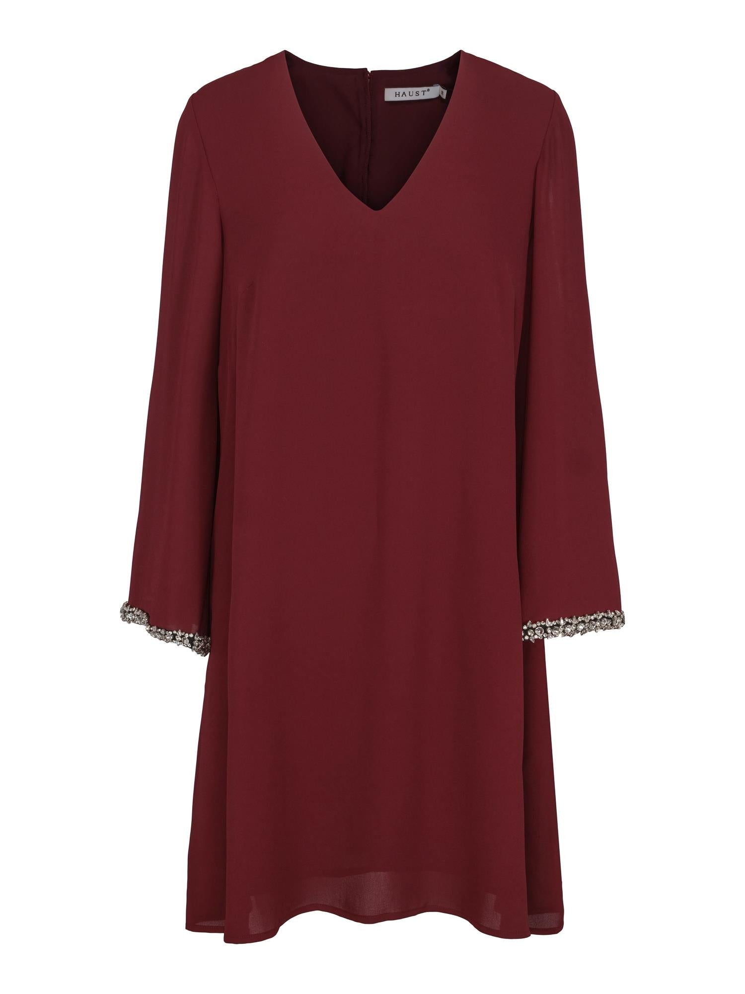 Haust A-shape chiffon diam-detailed dress Kjole Burgunder