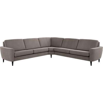 Brunstad Choice høy hjørnesofa Modulsofa 3 seter duo + stort hjørne + 3 seter duo, armlene 004, stoff Gear Taupe, ben 207 svartlakkert
