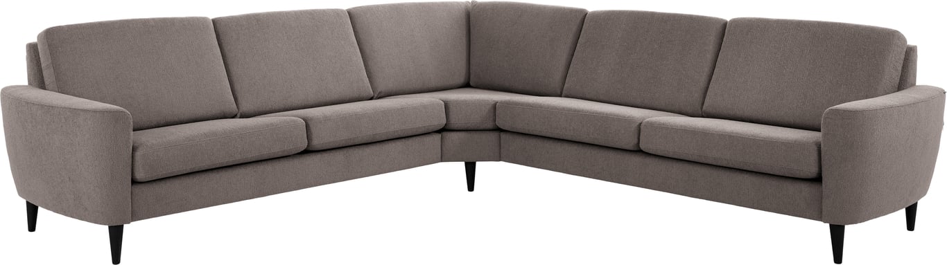 Brunstad Choice høy hjørnesofa Modulsofa 3 seter duo + stort hjørne + 3 seter duo, armlene 004, stoff Gear Taupe, ben 207 svartlakkert