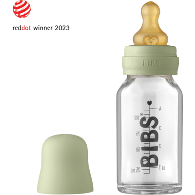 BIBS Tåteflaske i Glass 110 ml – Komplett Sett