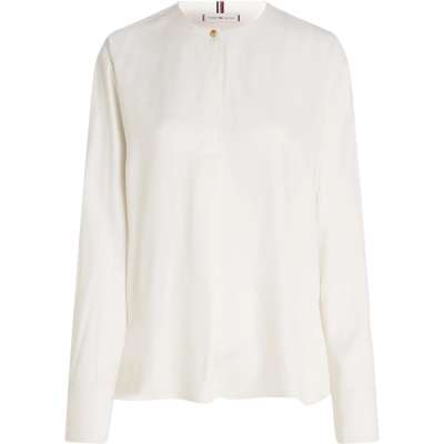 Tommy Hilfiger Fluid Viscose V-Neck Rlxd Blouse Bluse Hvit