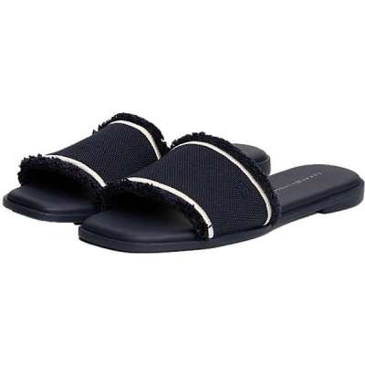Tommy Hilfiger Fringe Canvas Flat Sandal Sko Blå