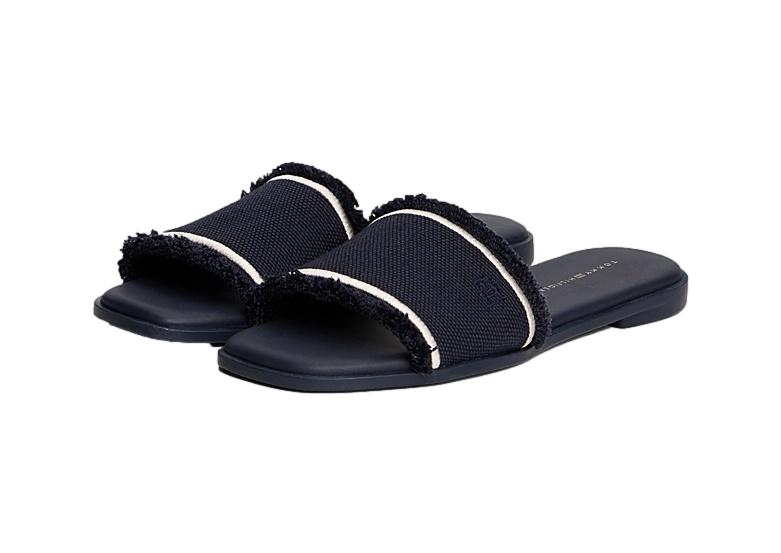 Tommy Hilfiger Fringe Canvas Flat Sandal Sko Blå