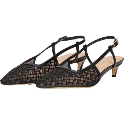 Tommy Hilfiger Mono Squared Toe Kitten Slingb Sko Sort